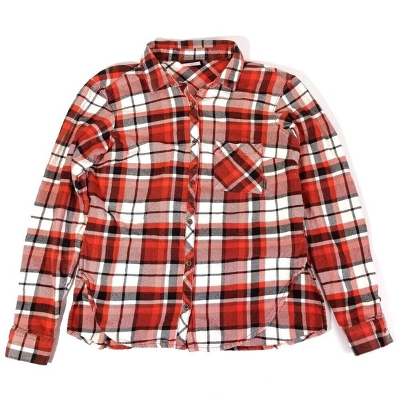 Columbia Tops - Columbia Flannel Button Down Long Sleeve Shirt Jacket Shacket Red Plaid Women XS